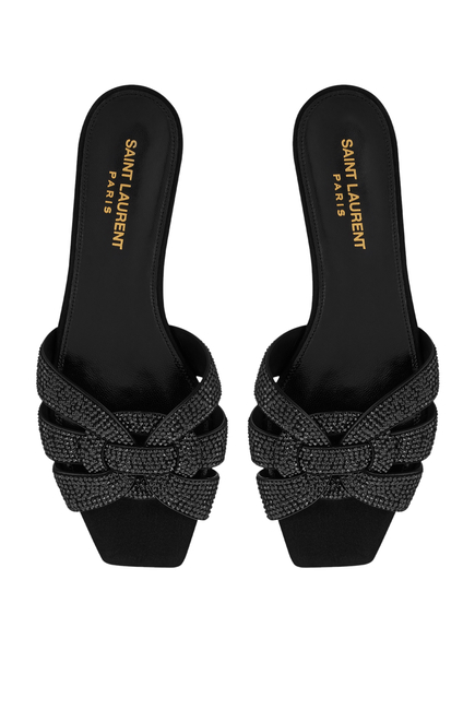 Tribute Flat Sandals in Suede with Rhinestones